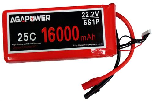 AGA POWER Li-Po 16000mAh 22.2V 6S 25C Softcase 59x75x170мм AS150+XT150 [AGA25-16000-6S-S]